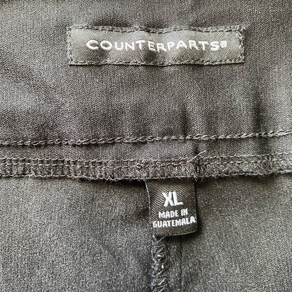 Counterparts Flat Front Black Pull-on Pants Buttons Elastic Waistband Size: XL - Picture 8 of 10